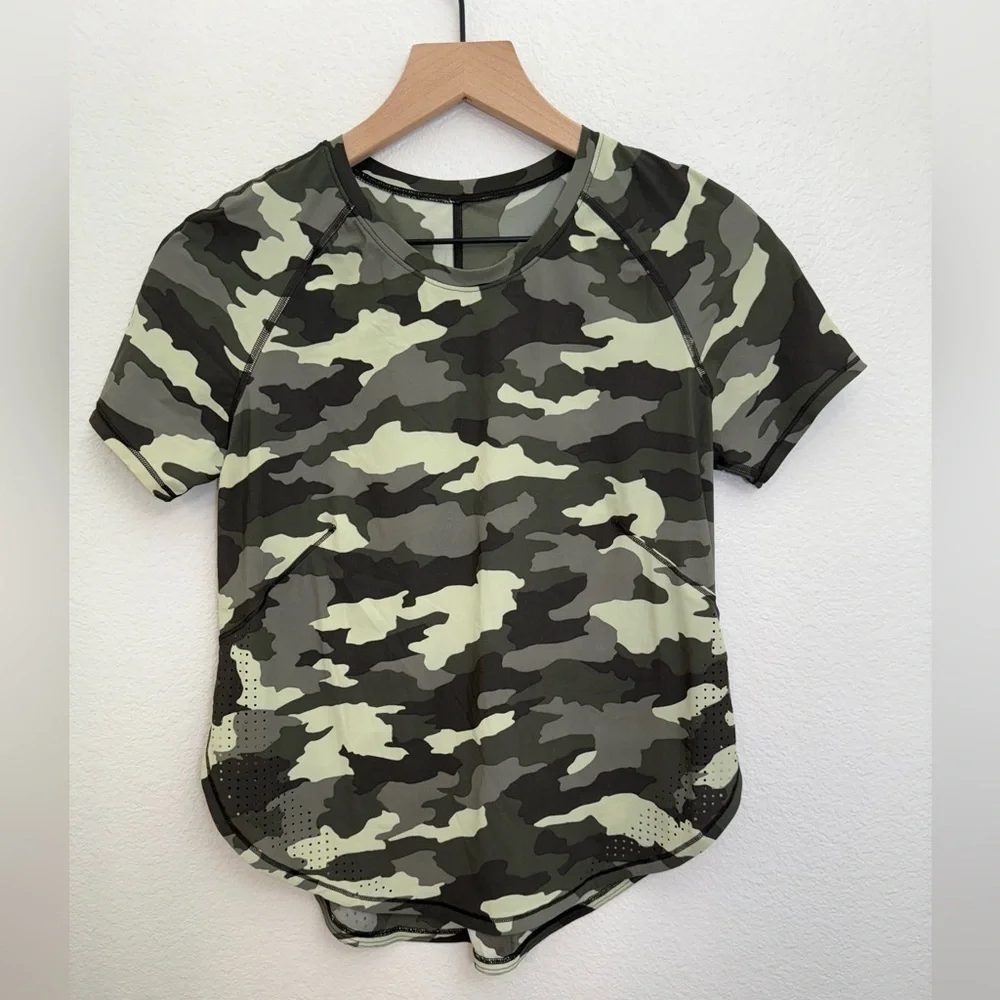 Lululemon Heritage Camo Crispin Green UVP Run Short Sleeve Tee